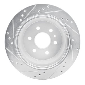 Chevrolet Colorado Brake Rotor (1) - Rear Right - R1 Concepts - Drilled & Slotted - Silver - `15-`20